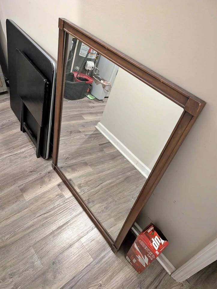Large Solid Wood Antique Mirror