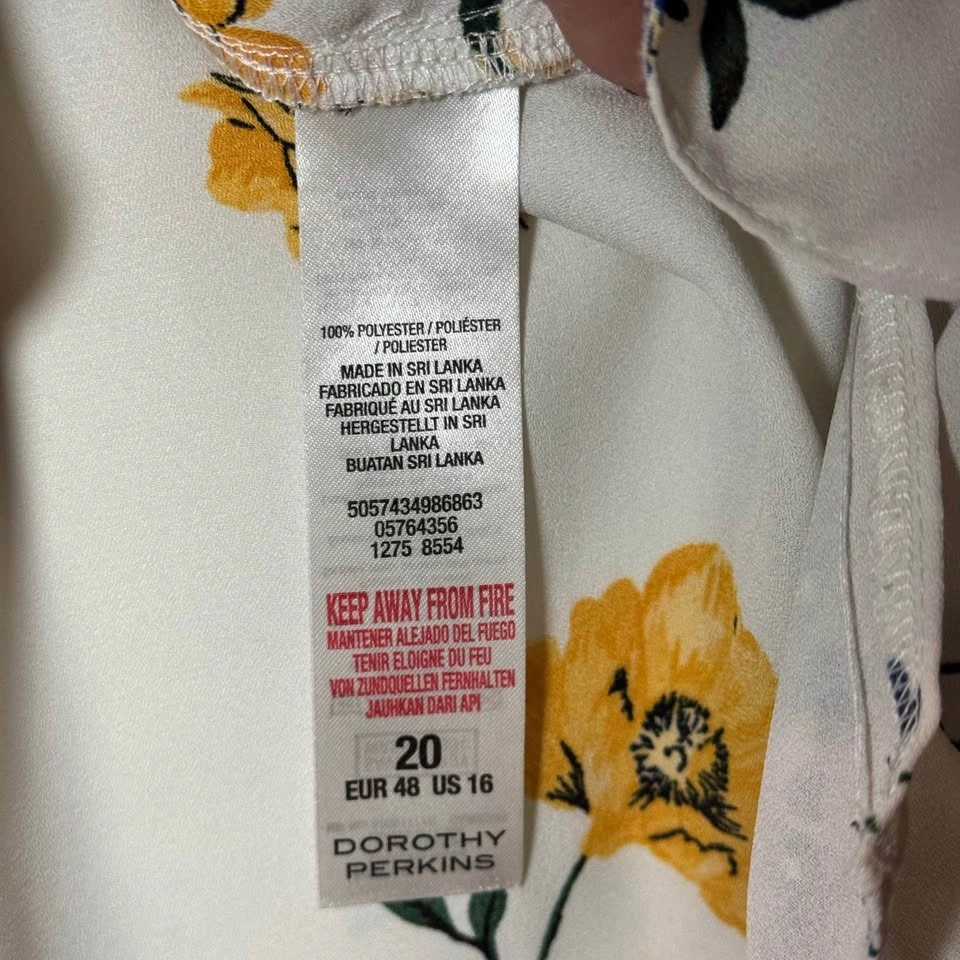 Dorothy Perkins V Neck Roll Sleeve Off White Floral Blouse - Wom - photo 4