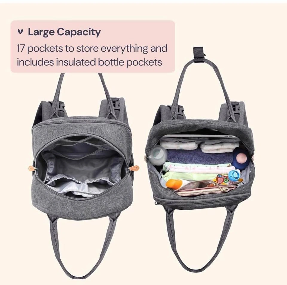 New Gray Diaper Backpack - Insulated Bottle Pockets - photo 3
