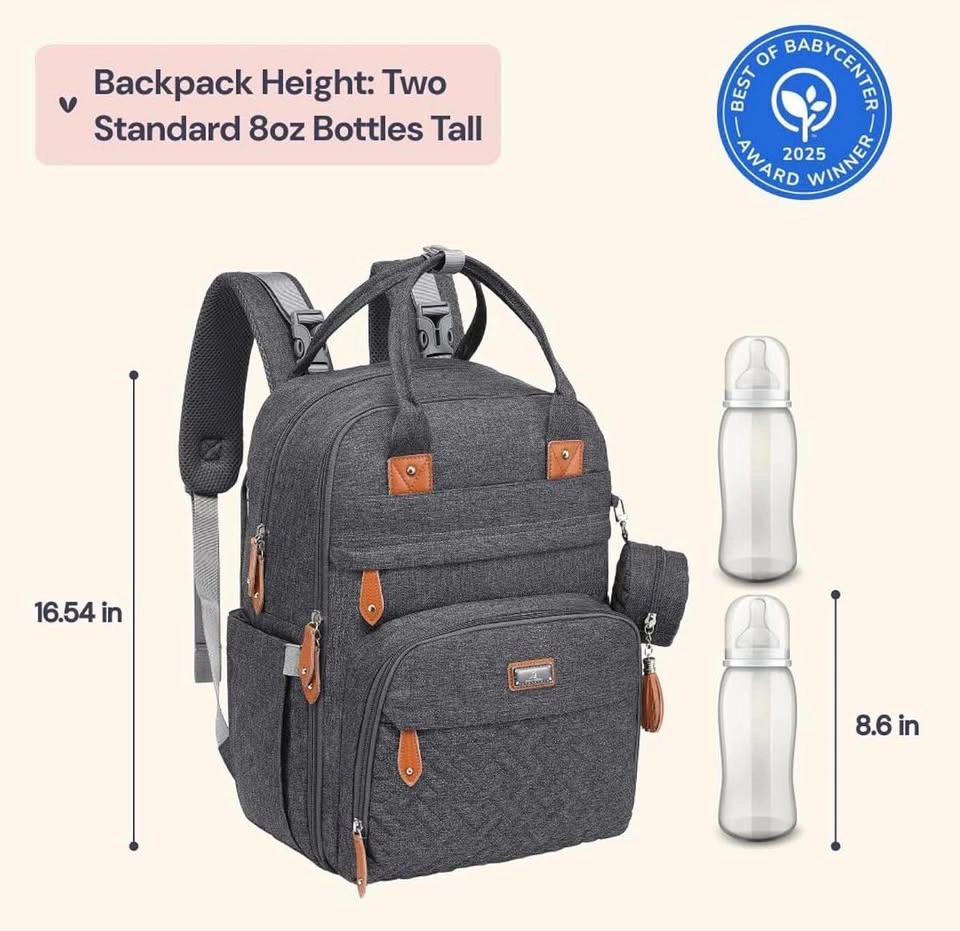 New Gray Diaper Backpack - Insulated Bottle Pockets - photo 4