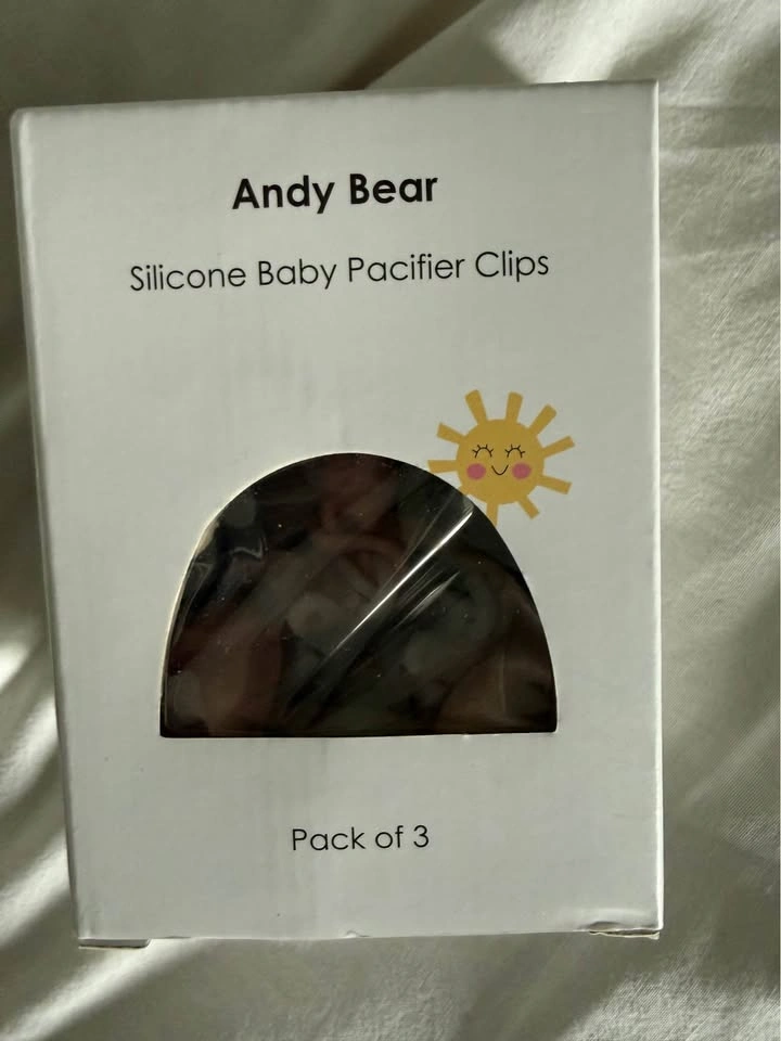 Andy Bear Silicone Baby Pacifier Clips Pack of 3 Pastel Rainbow - photo 2