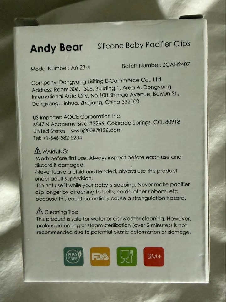 Andy Bear Silicone Baby Pacifier Clips Pack of 3 Pastel Rainbow - photo 3
