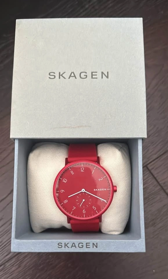 Skagen Unisex Aaren Kulor Poppy Red Silicone Strap Watch 41mm - photo 2