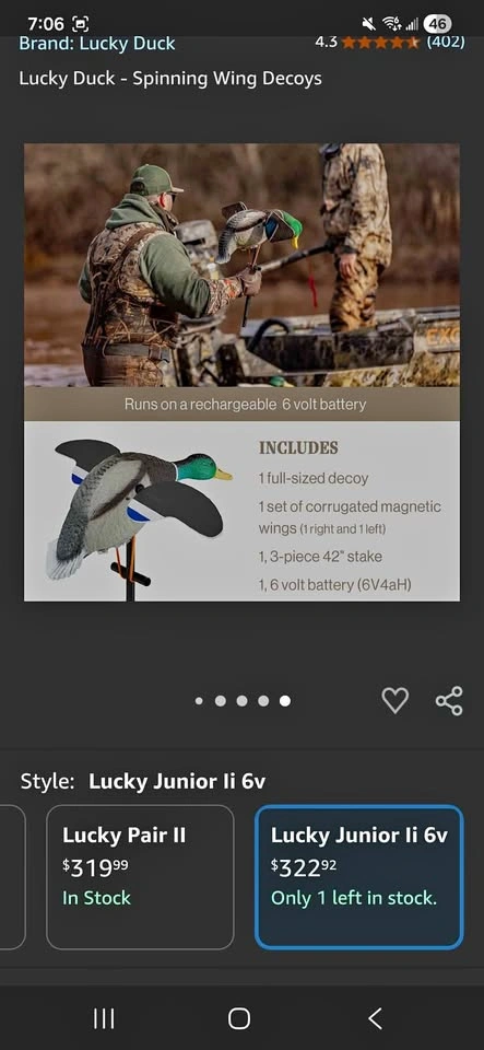 Brand New Lucky Duck Junior II Mallard Decoy - Sealed