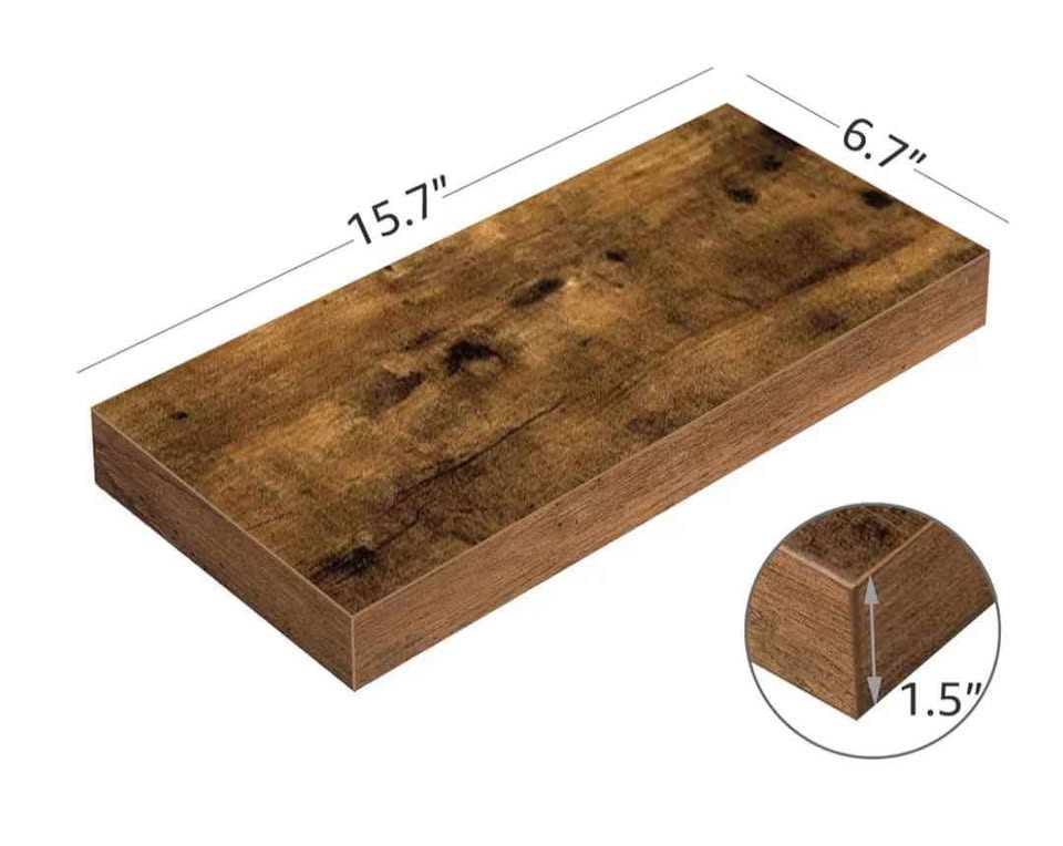Floating Shelves for Wall 16 inch Set of 3, Rustic Brown🥕 - photo 2
