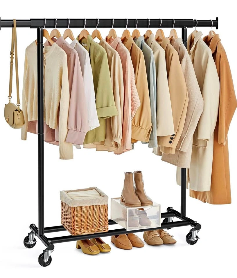 New Heavy-Duty Clothes Rack with Wheels UHSR13BKV1