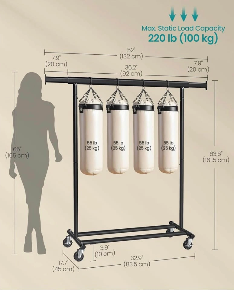 New Heavy-Duty Clothes Rack with Wheels UHSR13BKV1 - photo 2