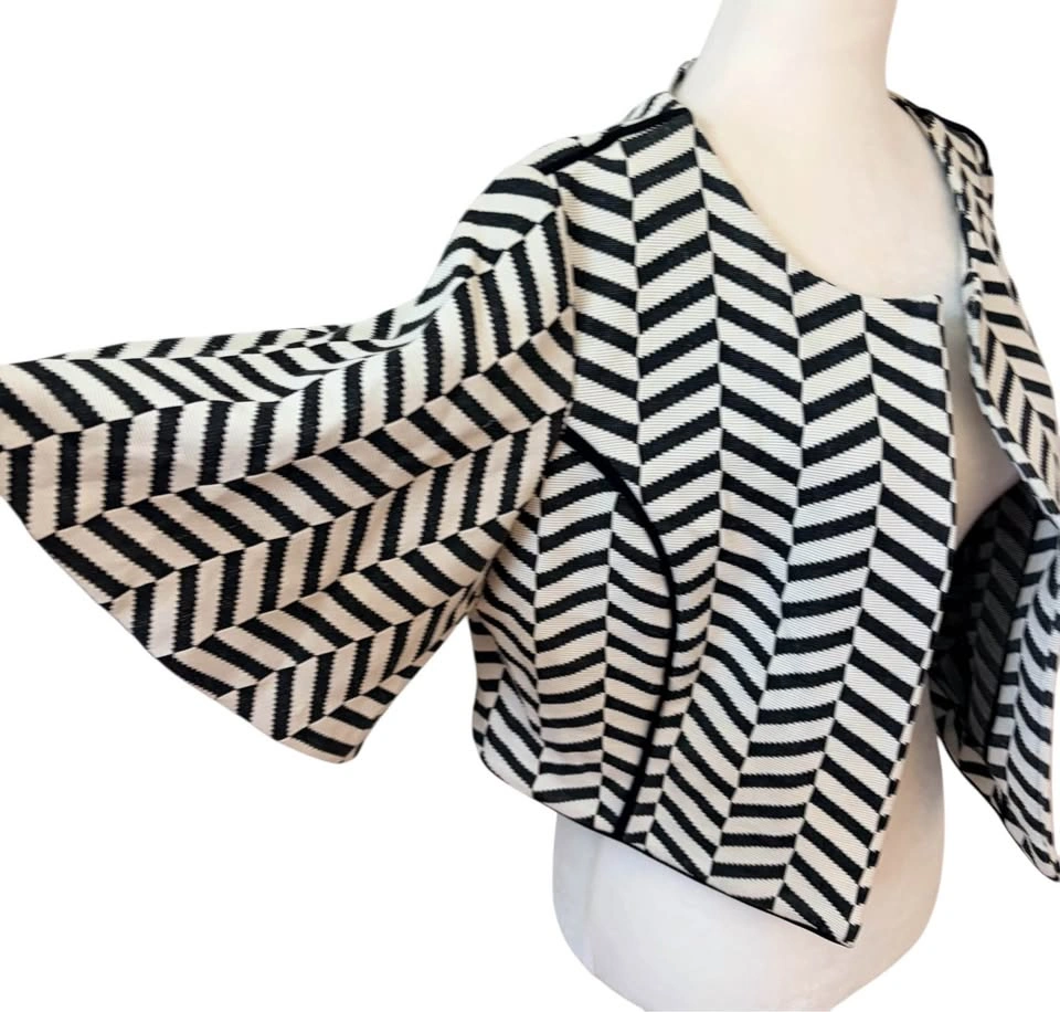 Picadilly Black White Chevron Large Cropped Jacket - photo 3
