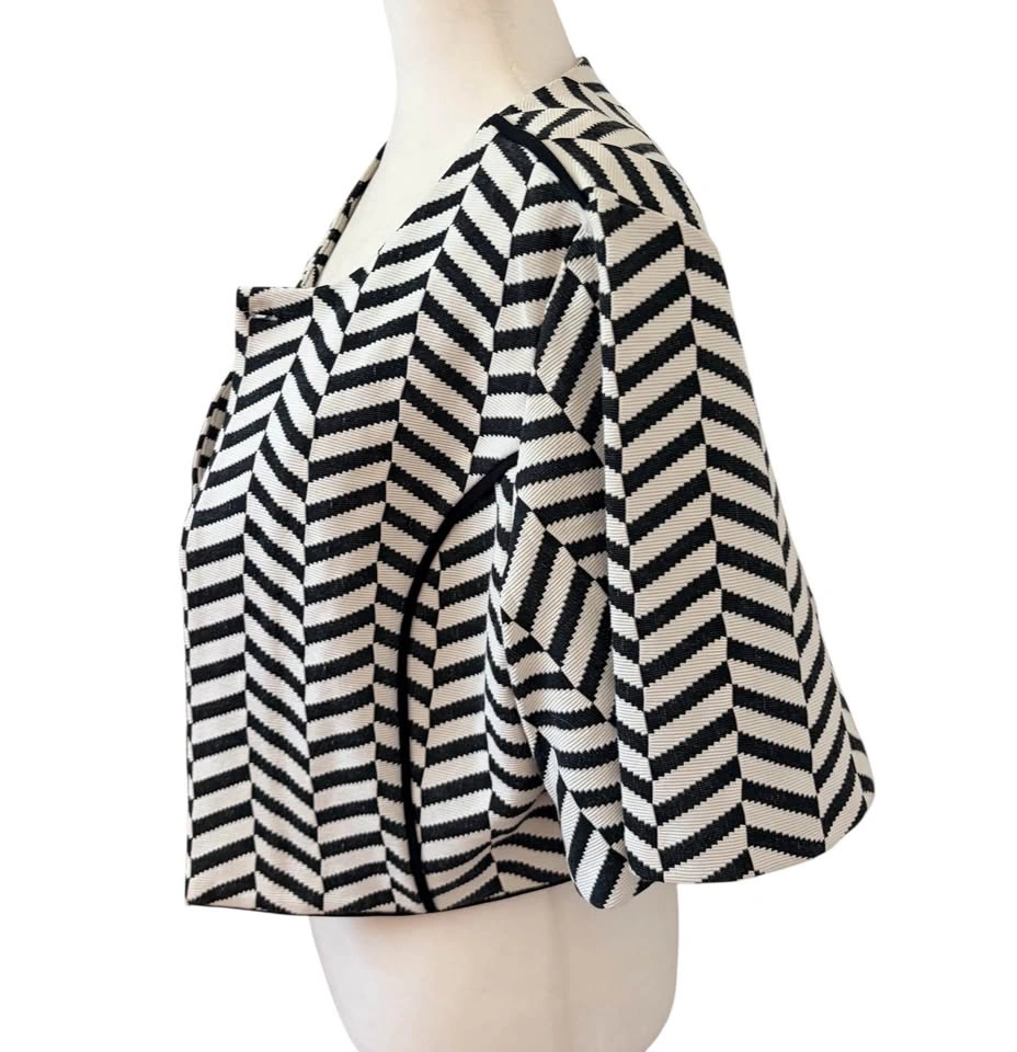 Picadilly Black White Chevron Large Cropped Jacket - photo 4