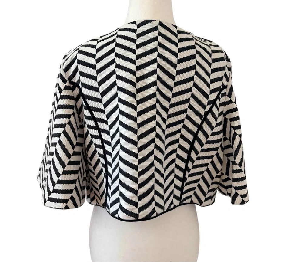 Picadilly Black White Chevron Large Cropped Jacket - photo 5