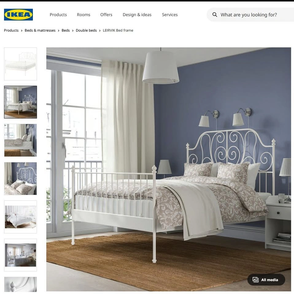 IKEA LEIRVIK Queen Bed Frame (White)