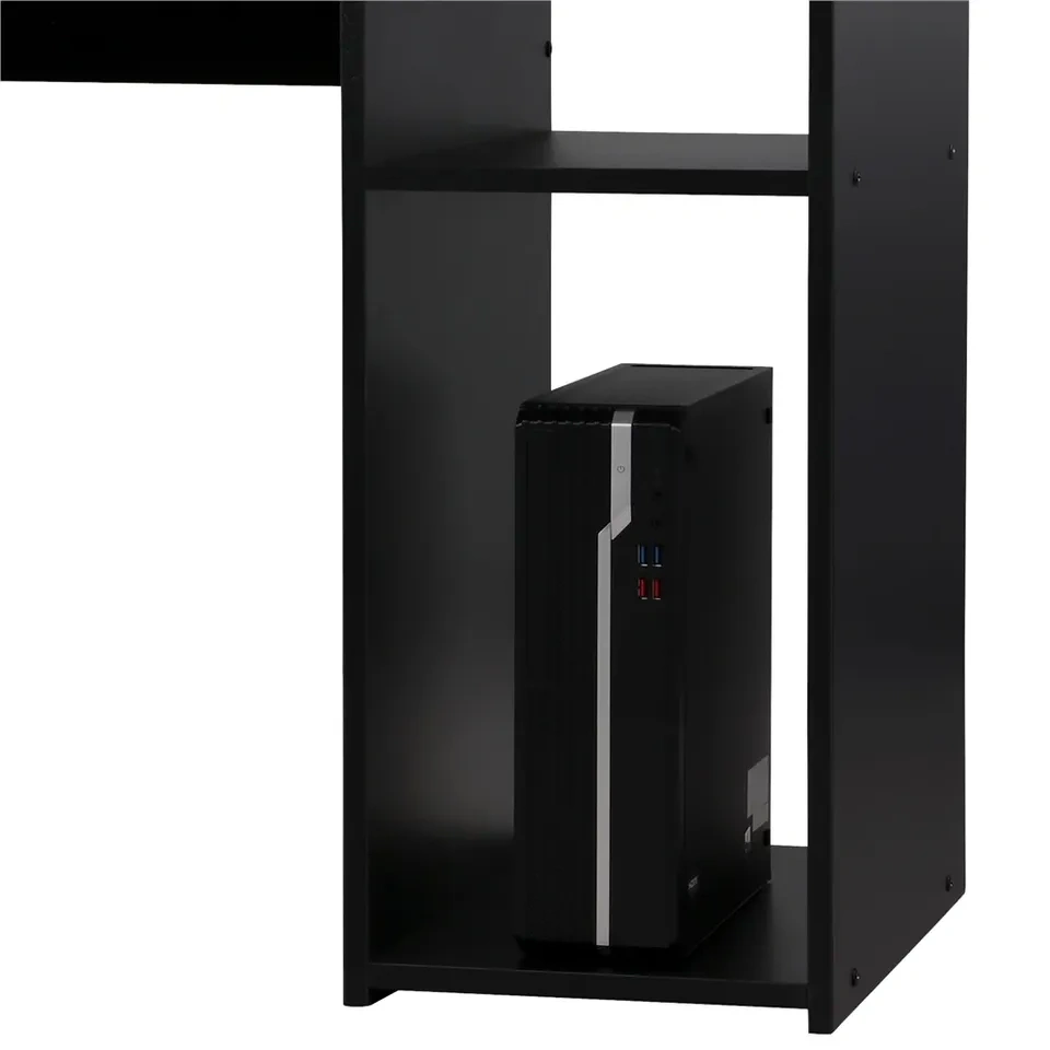 Computer Desk with Drawer and Storage, Black - photo 4