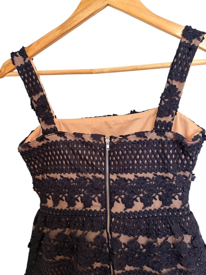 Lulus Navy Blue Crochet Lace Tiered Mini Dress XS - photo 5