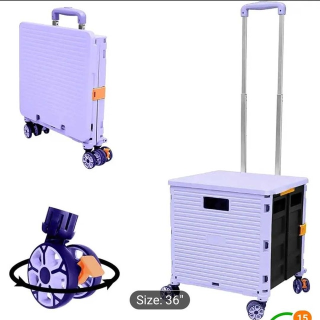 Folding Shopping Cart - Purple - NEW