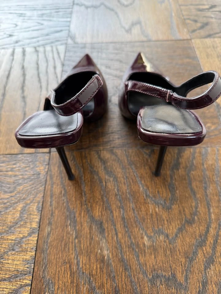 Burgundy Slingback Heels - Size 6 - photo 3