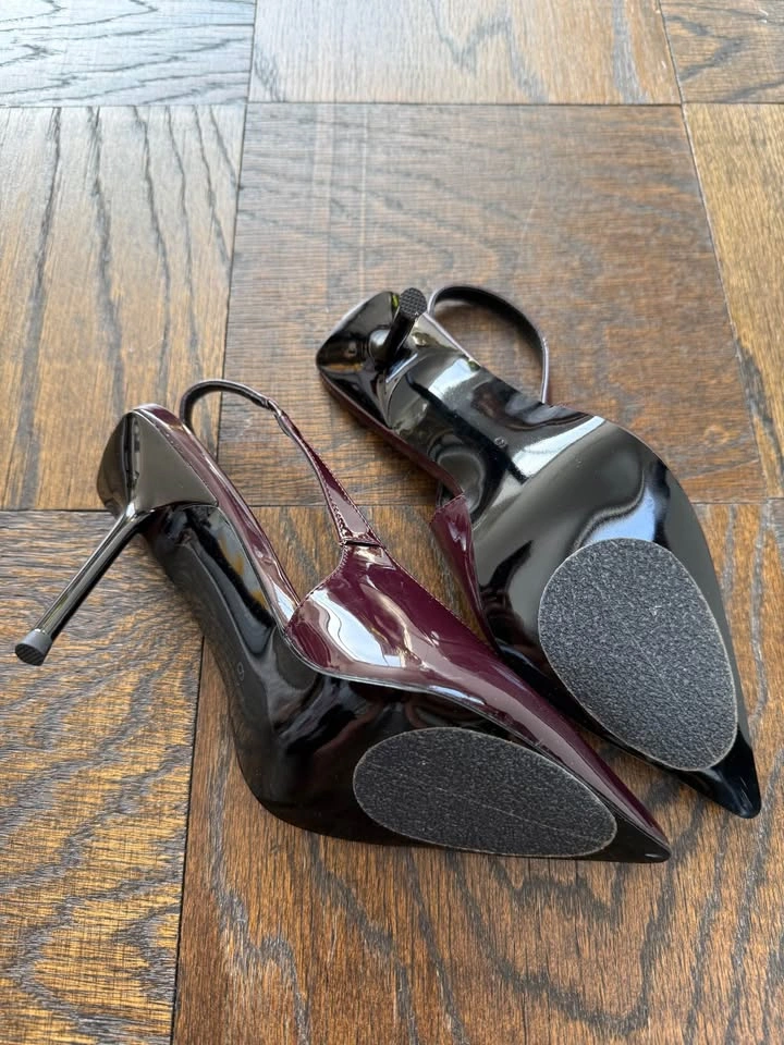 Burgundy Slingback Heels - Size 6 - photo 4