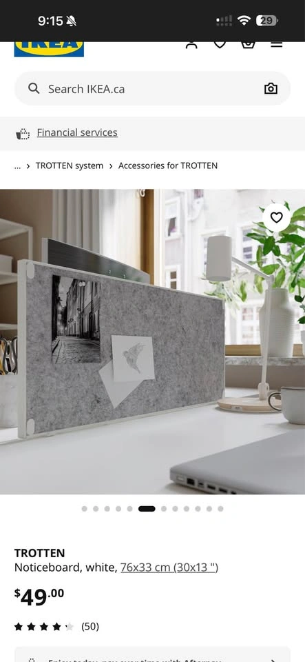 IKEA TROTTEN Desk Divider / Notice Board - White (30" x 13") - photo 4