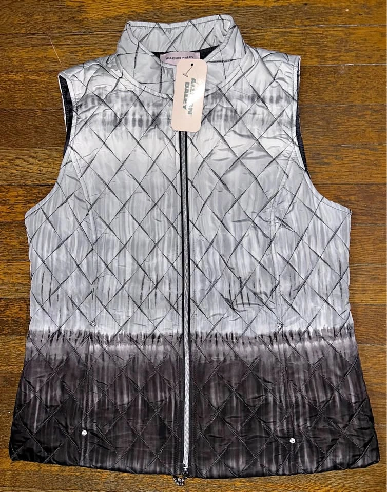 Allison Daley NEW Black & White Ombré Lightweight Vest - SZ S