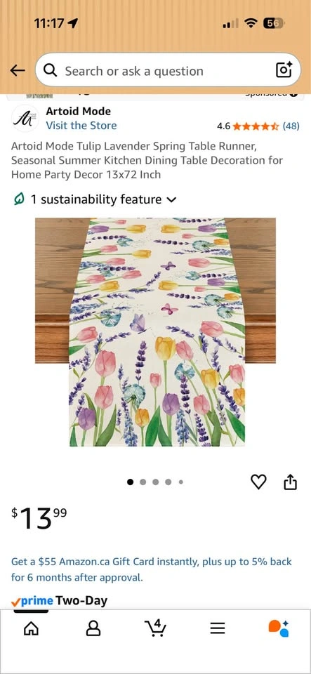EASTER/SPRING Pink Tulip Table Runner 13x72 - photo 4