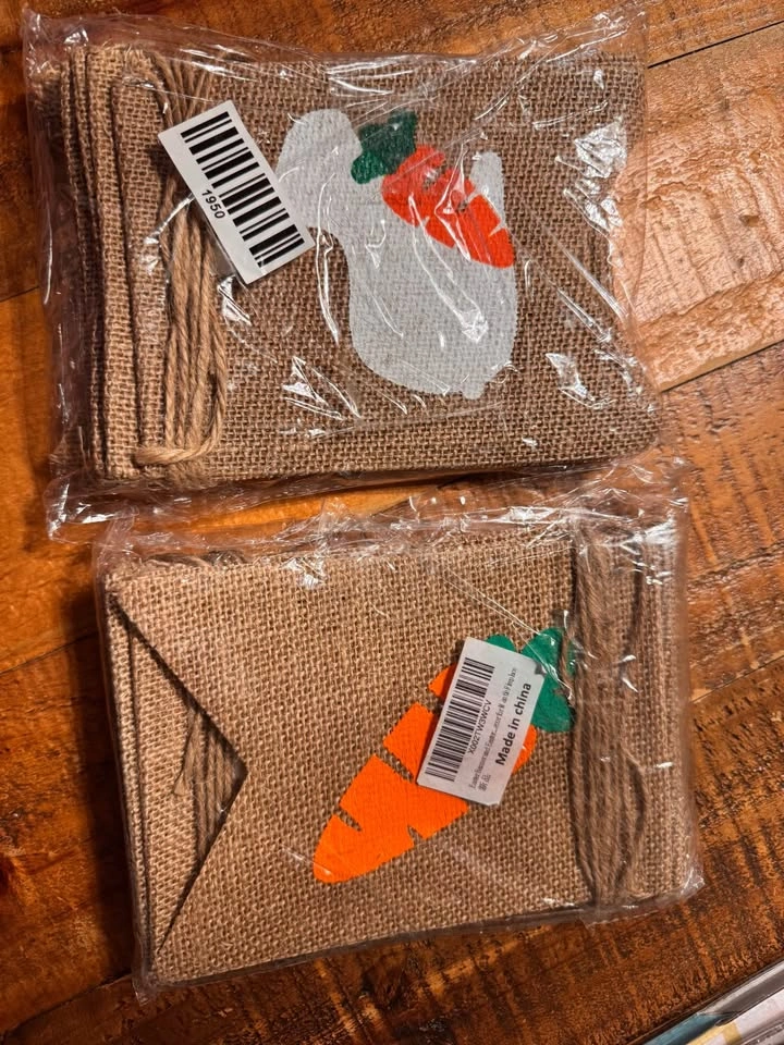 WATINC 2pc Easter Burlap Banner Bunny Carrot Garland - photo 5