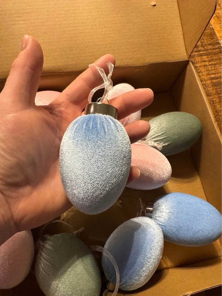 12-Pack Pastel Velvet Easter Egg Ornaments - photo 4