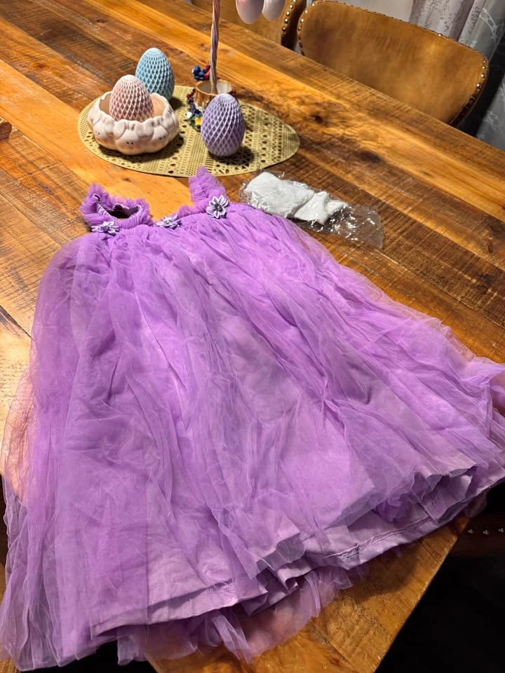 Purple Easter/Spring Tulle Dress & Socks Toddler Girls 6T