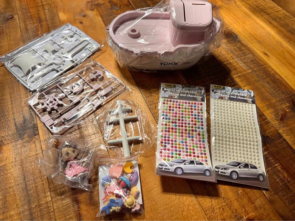 Pink Princess Ship Piggy Bank DIY w/ Stickers & Charms