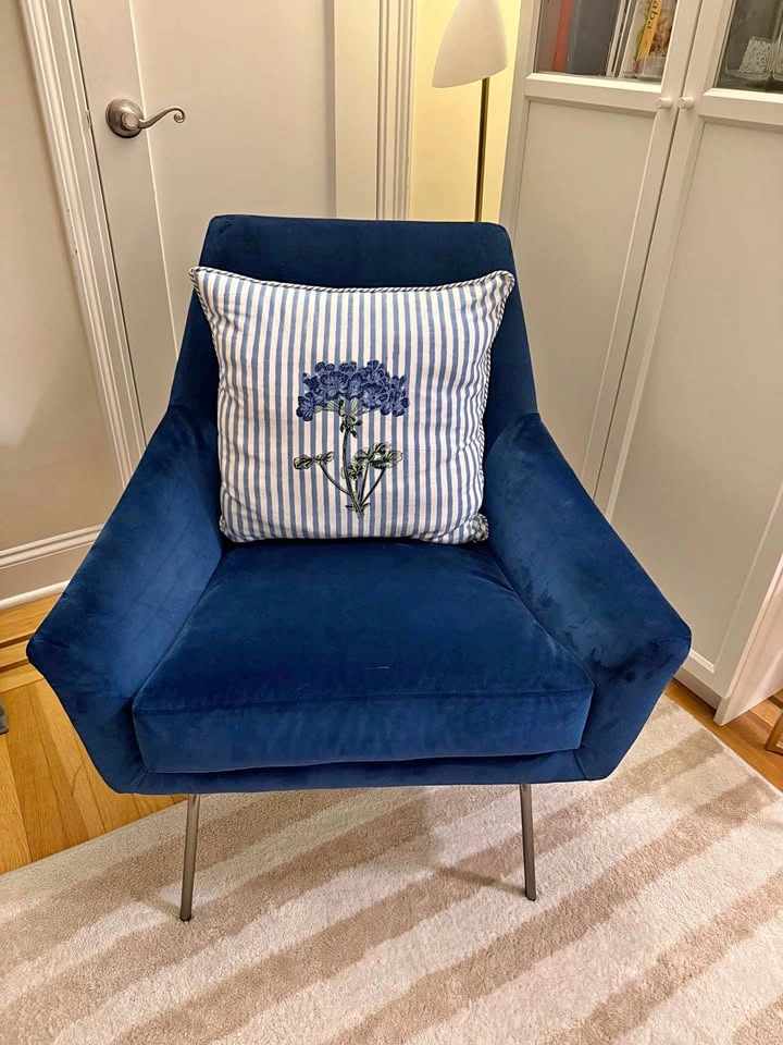 West Elm Work Velvet Armchair (navy)
