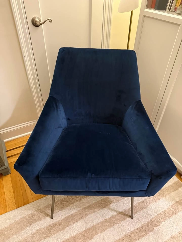 West Elm Work Velvet Armchair (navy) - photo 2