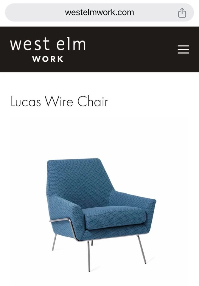 West Elm Work Velvet Armchair (navy) - photo 3