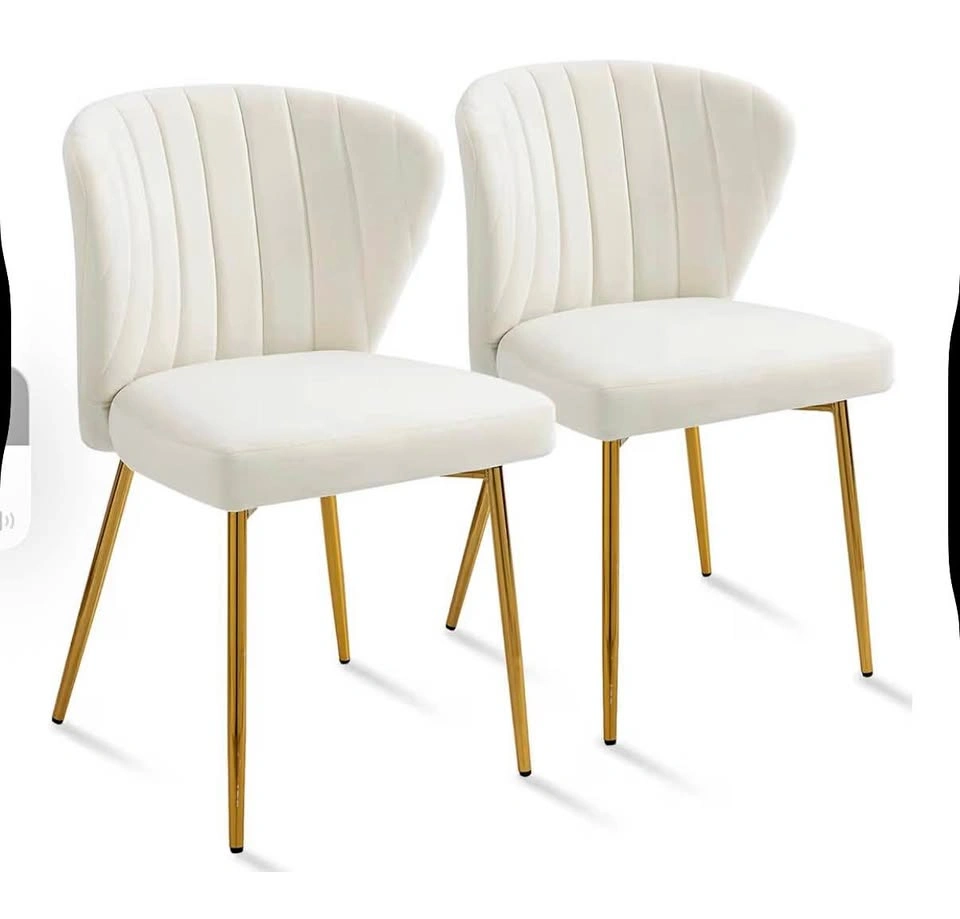 Modern Velvet Dining Chairs (Set of 2, cream)