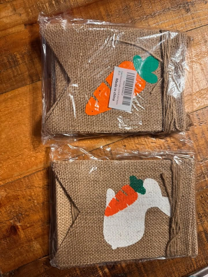 WATINC 2pc Easter Burlap Banner Bunny Carrot Garland - photo 4