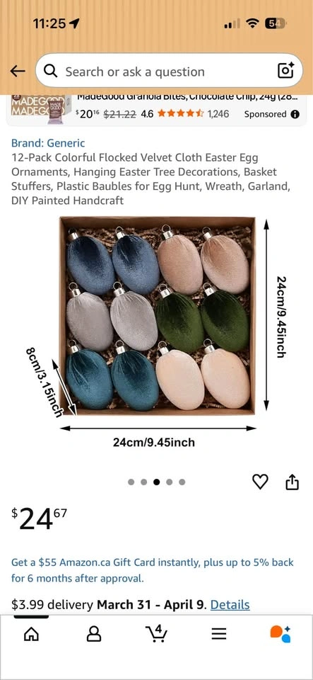 12-Pack Pastel Velvet Easter Egg Ornaments - photo 2