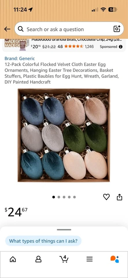 12-Pack Pastel Velvet Easter Egg Ornaments - photo 3