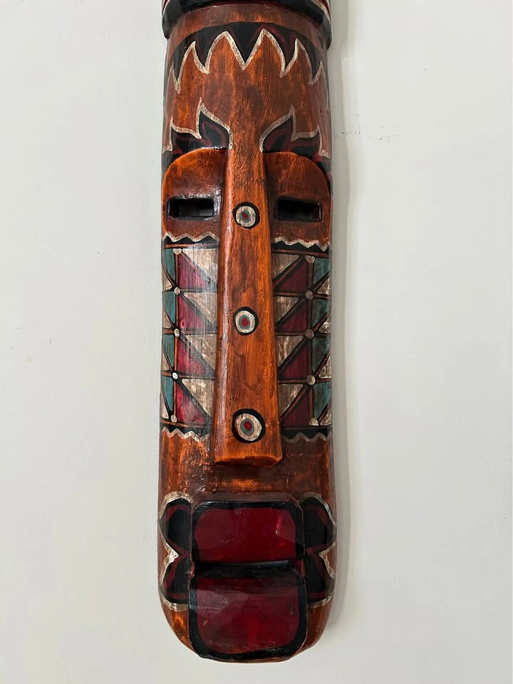 Large Hand-Carved Tribal Wooden Wall Mask – 38” Statement Decor