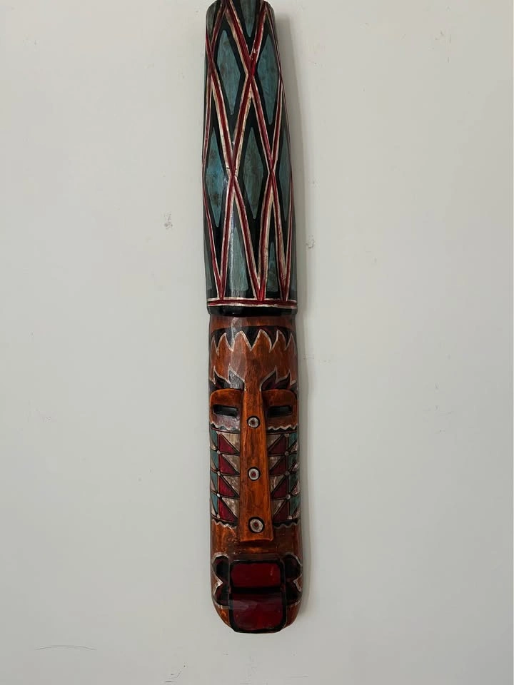 Large Hand-Carved Tribal Wooden Wall Mask – 38” Statement Decor - photo 2