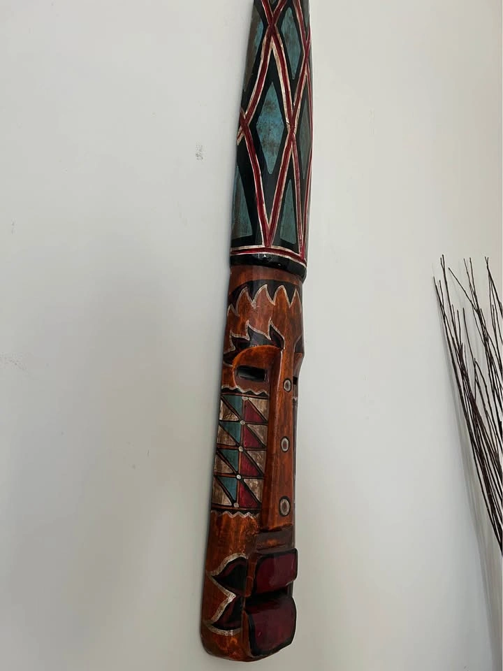 Large Hand-Carved Tribal Wooden Wall Mask – 38” Statement Decor - photo 5