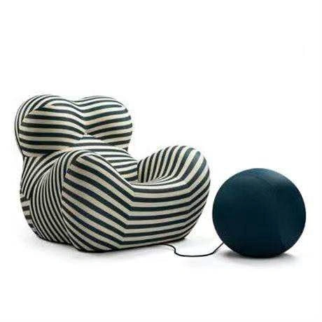 Vigna 34" Wide Tufted Polyester Lounge Chair and Ottoman