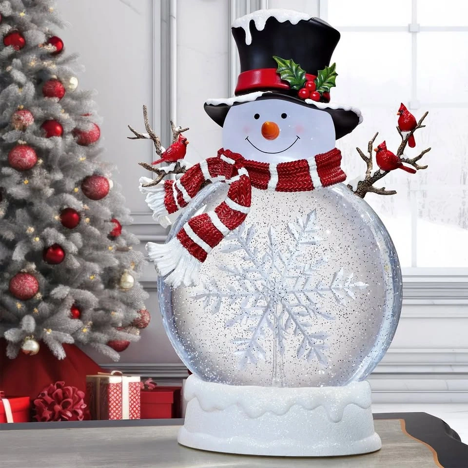 New 18” Holiday Snowman with Glitter and LED Lights