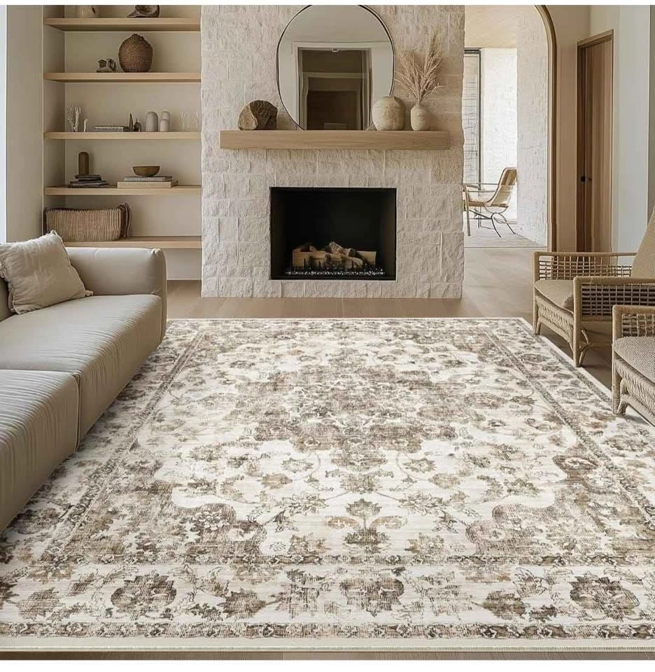 9x12 Washable Area Rug - Brown Floral Vintage - photo 4