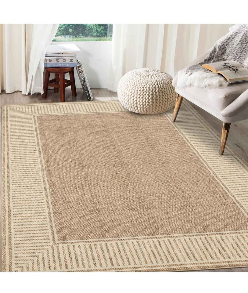 Washable Area Rug 5x7 with Rubber Backing, Brown/Beige🥕 - photo 2