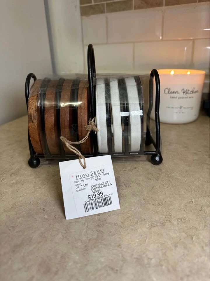 Homesense Coasters Set of 7 - Brown & White/Black - photo 2