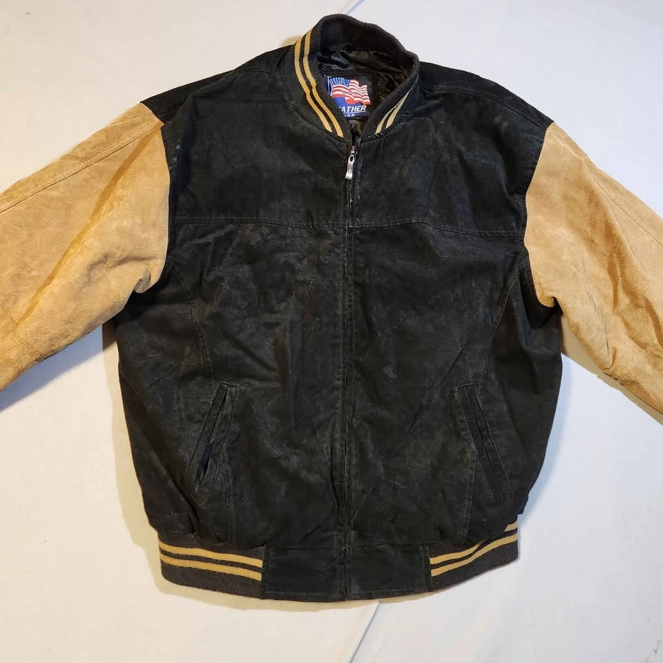 LEATHER U.S.A. Black Tan Suede Bomber Jacket - photo 2