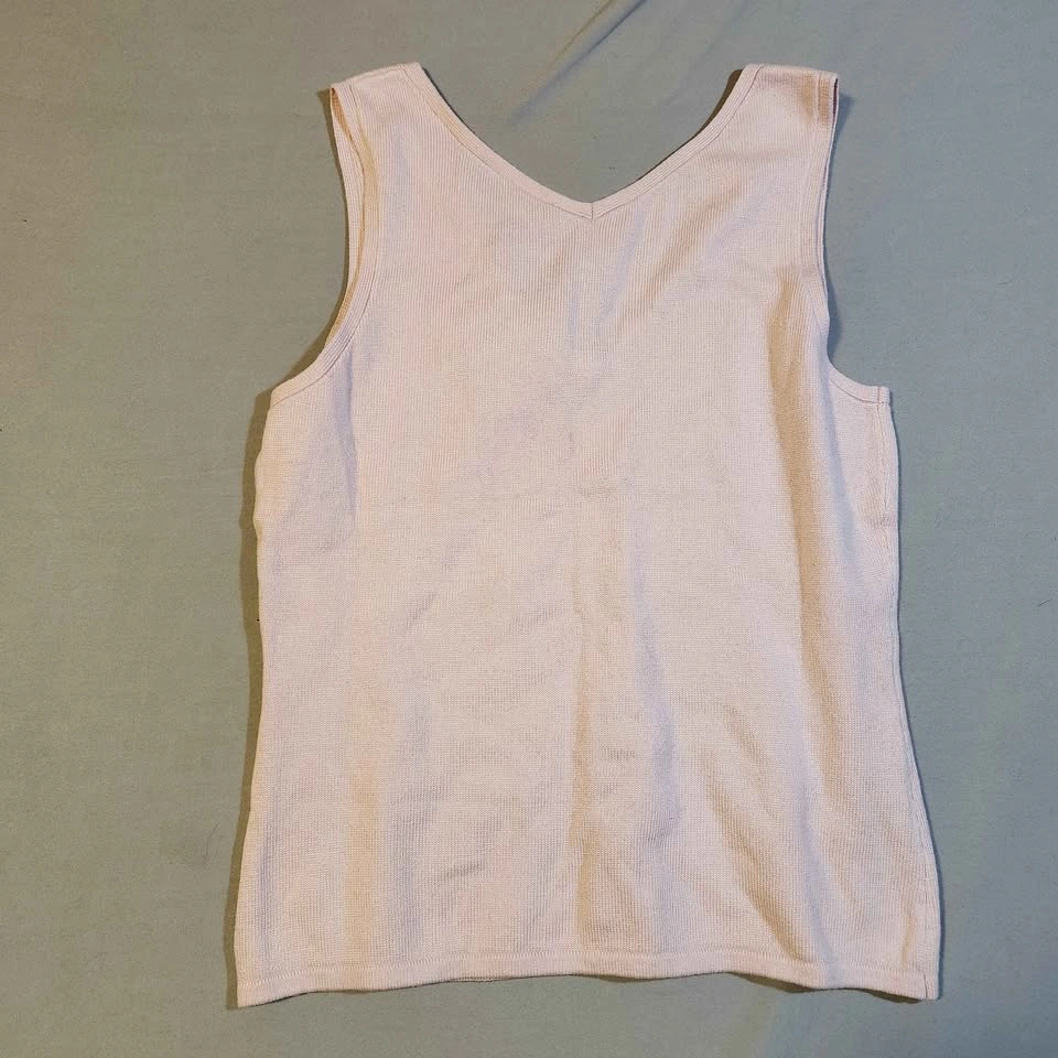 Boston Proper Pink V-Neck Knit Tank Top Size M Cashmere Silk Ble - photo 4