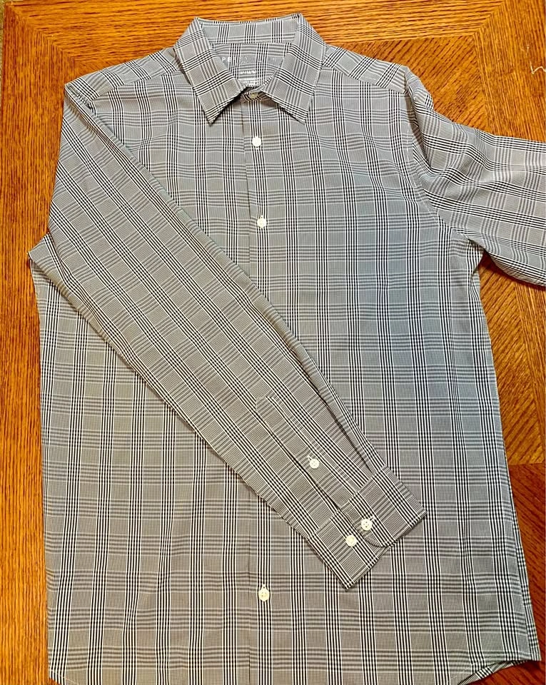 Perry Ellis Motion Plaid Button Up Shirt - Black & White - Size