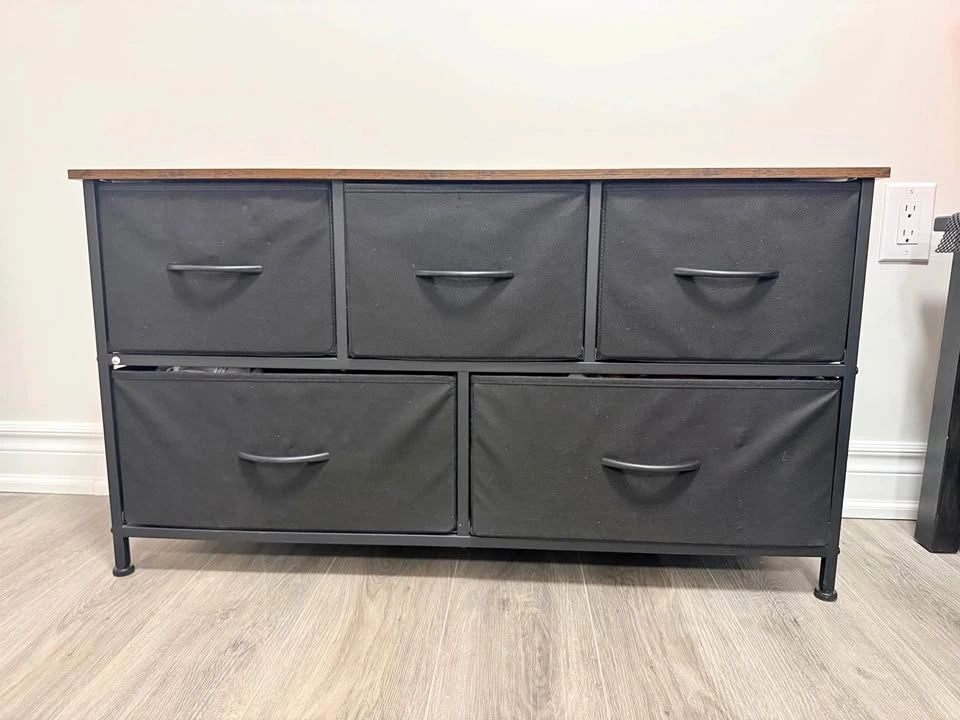 Black dresser with five drawers