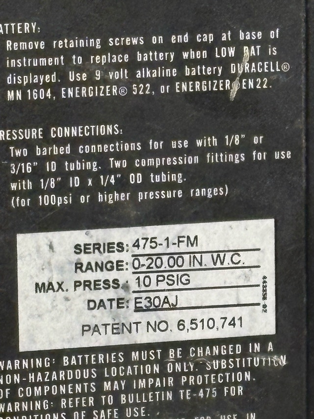 Dwyer 475 Mark III Digital Manometer HVAC Pressure Meter - photo 4