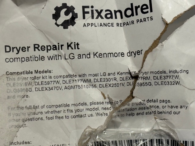 LG Kenmore Dryer Repair Kit Rollers Belt Pulley Set - photo 4