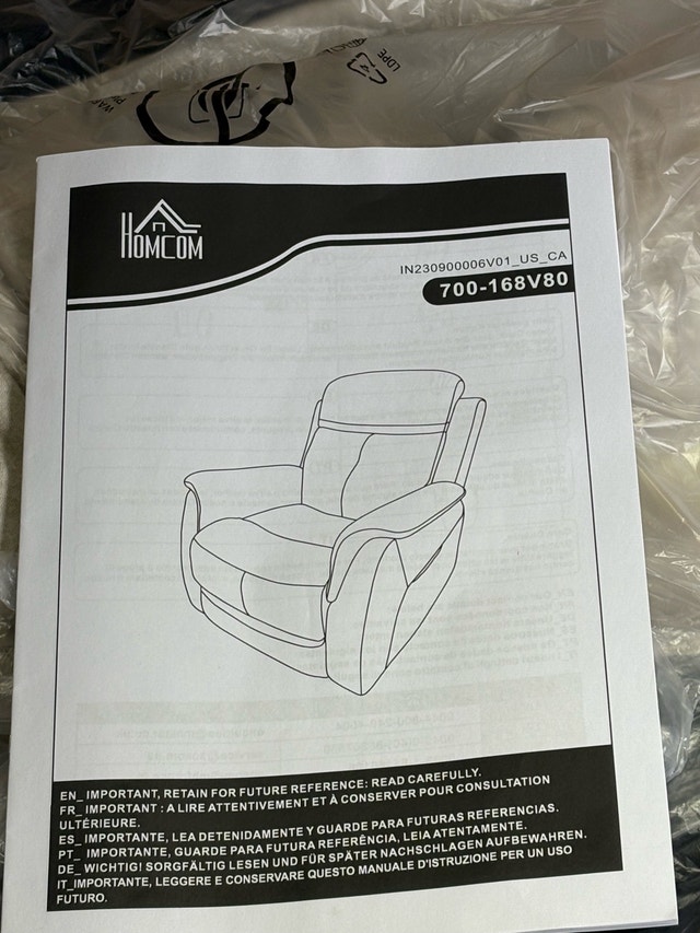 HOMCOM Recliner – Box 2 of 2 Only – Model 700-168V80CW - photo 5