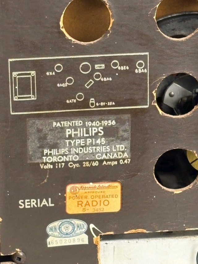 Vintage Philips P145 Tube Radio Working AM Shortwave - photo 4